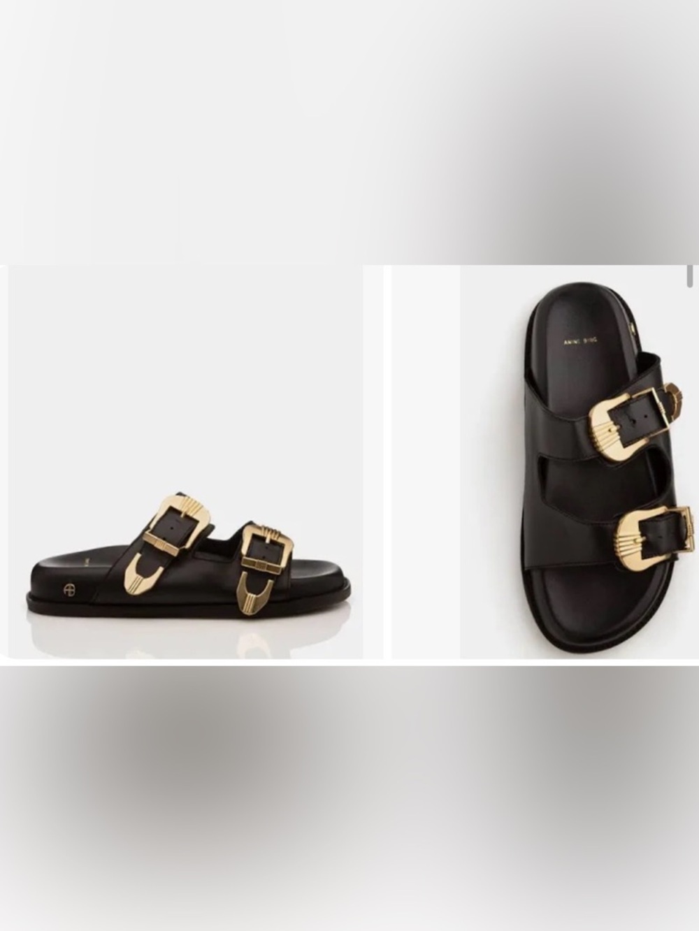 LIKE NEW IN BOX Anine Bing Black Leather Waylon Slides